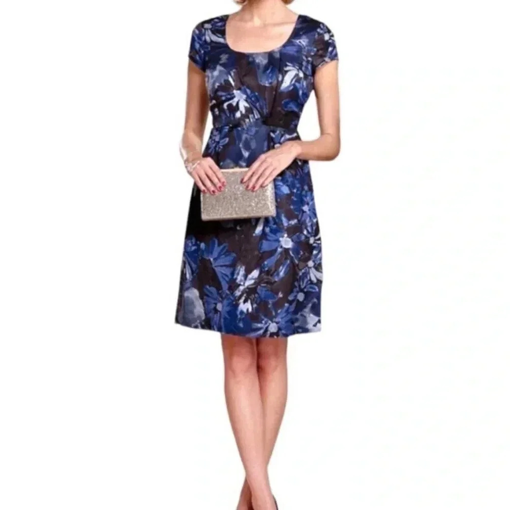 Banana Republic Mad Men Collection Blue Begonia Dress Size 4 - Picture 2 of 16